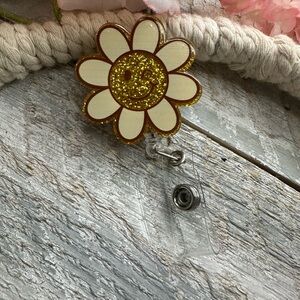 Smiley Flower Badge Reel